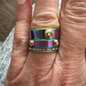 Authentic Henri Bendel stacking multicolor rings size 5